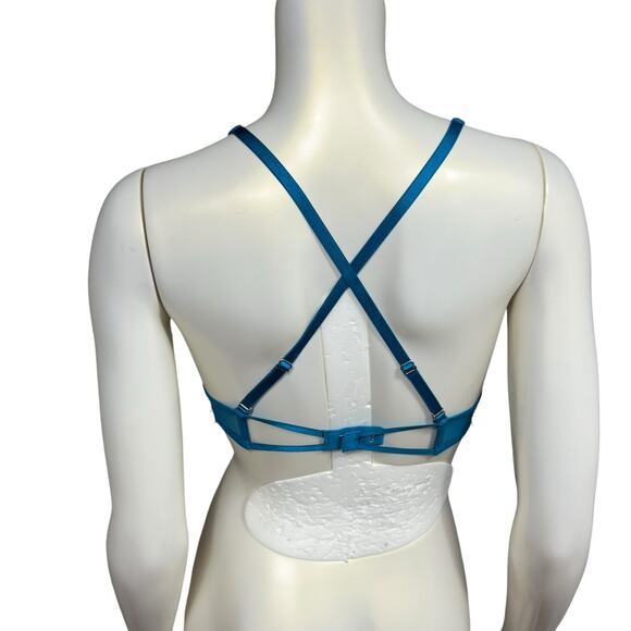 Victoria's Secret Blue Lace Strappy cross back Bra 32B - Picture 3 of 10